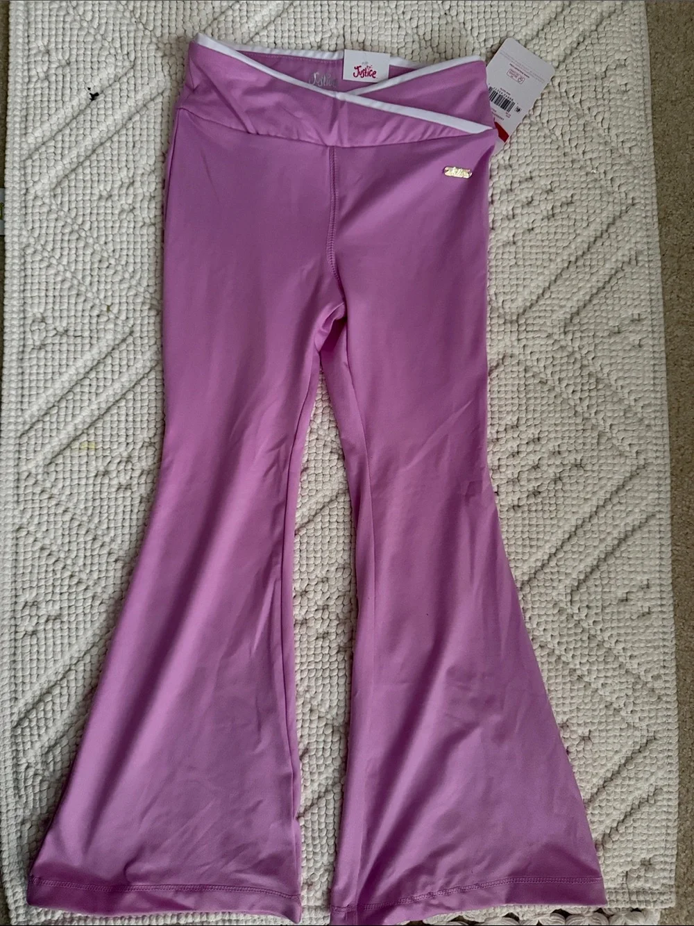 Justice Pink Flare Leggings with Crossover Waistband Girls 5/6
